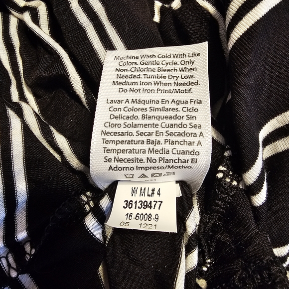 Time and Tru Black Top with White Stripes - Picture 5 of 5